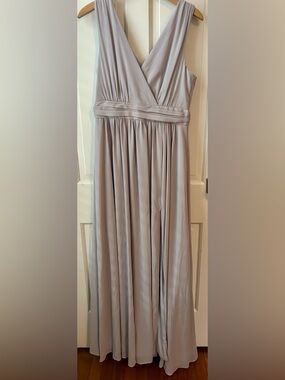 LULUS Surrpice Light Grey Maxi Dress Medium